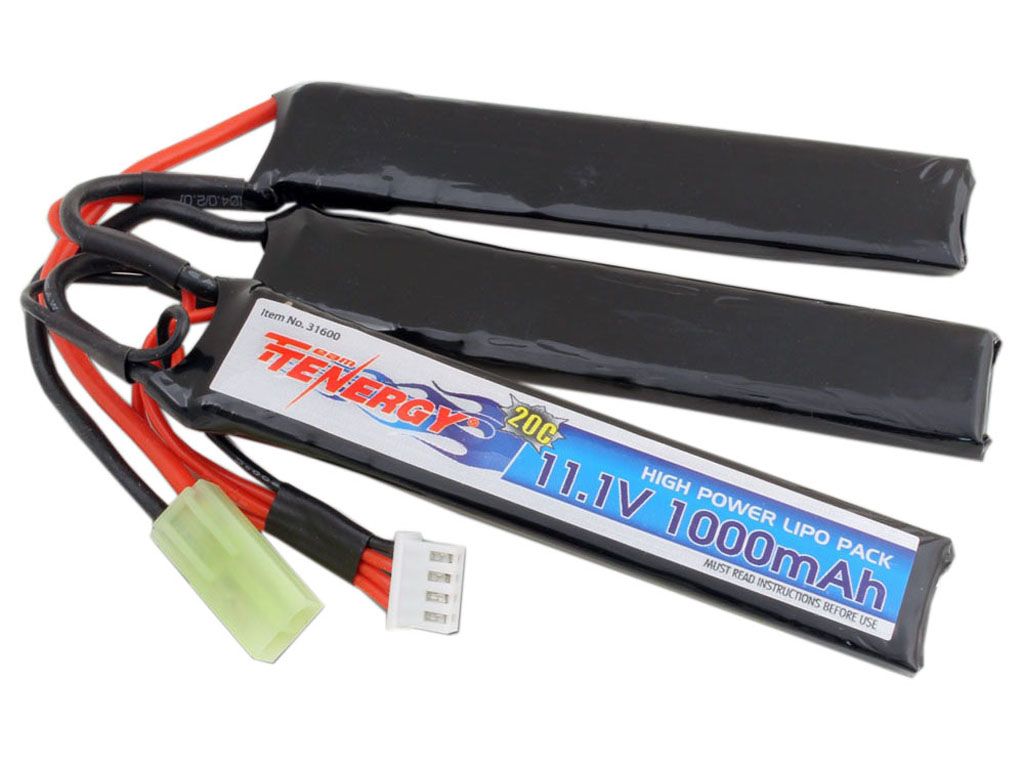 Tenergy 11.1V 1000mAh 3Cell LiPo Airsoft Battery ReplicaAirguns.ca