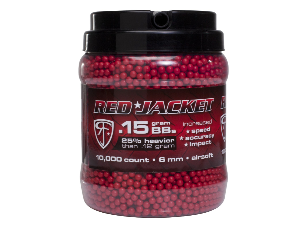 Red Jacket .15g Airsoft BBs 10000ct. ReplicaAirguns.ca